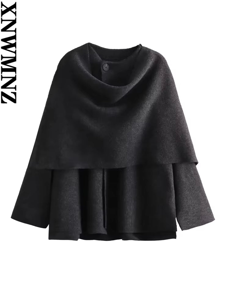  Asymmetric Scarf Knit Coat